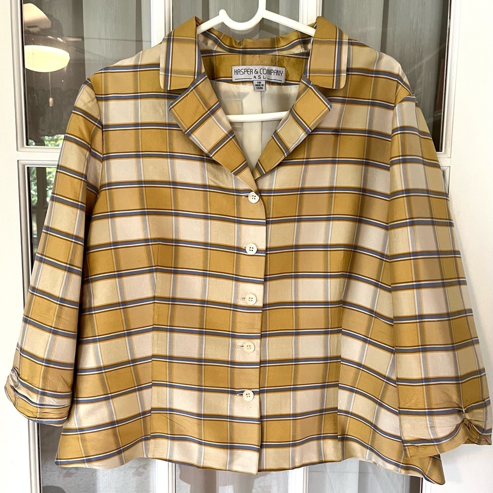 Kasper & Company Silk Shirt Jacket, Size 16, 3/4 length sleeve.
